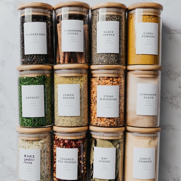 SPICE JAR LABELS white simple aesthetic stickers for Glass or Plastic containers - Picture 2 of 3